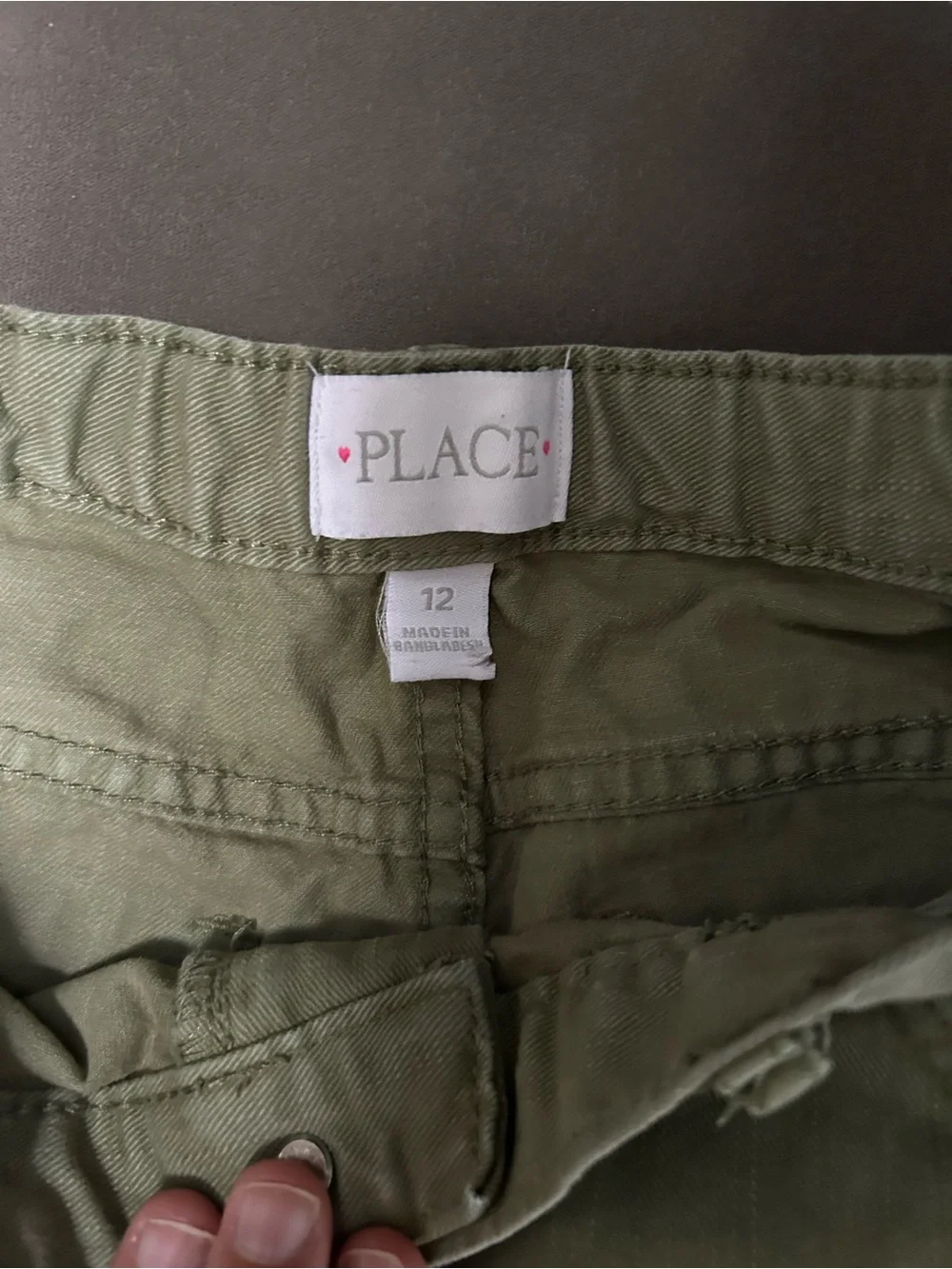 Girls Olive Distressed Jean Shorts